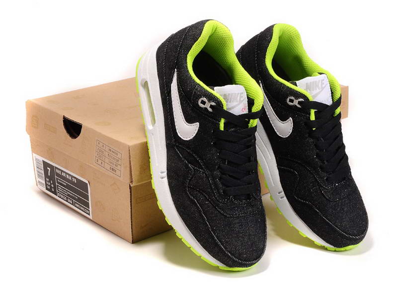 Nike Air Max 1 87 fourrure Chaussures Hommes Noir Vert (1)
